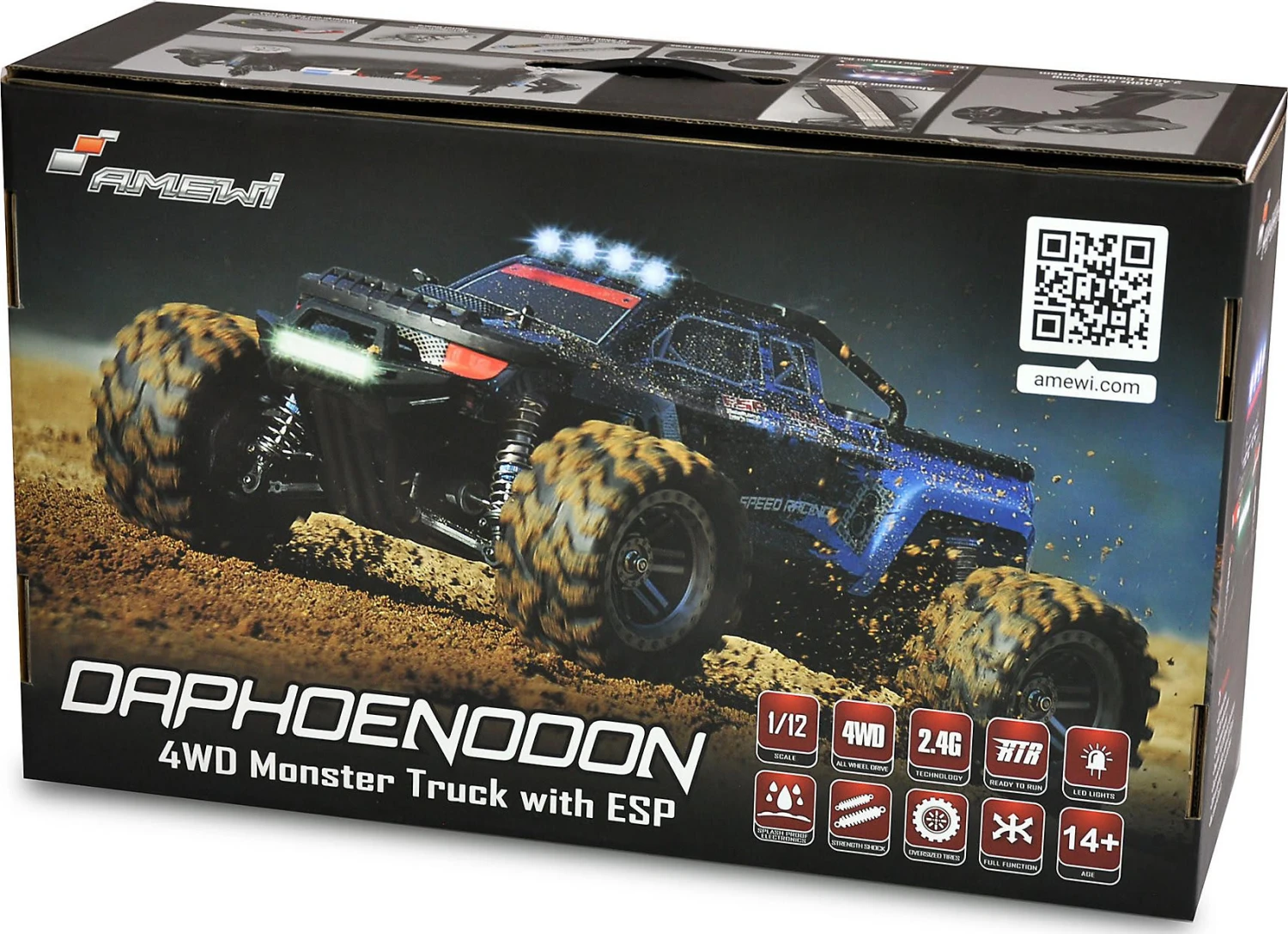 Daphoenodon Monstertruck 4WD 1:12 Mit Gyro RTR, Rot 10 Daphoenodon Monstertruck 4WD 1:12 Mit Gyro RTR, Rot – Bild 10
