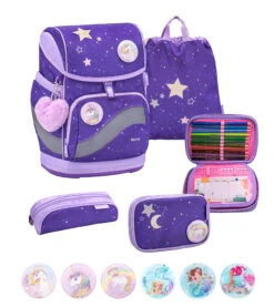 Premium Schulranzen-Set 5tlg. Smarty Plus "Dahlia" Lila Mit Brustgurt