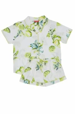 Cyberjammies Pyjama Shorty Set In Lime Green Print