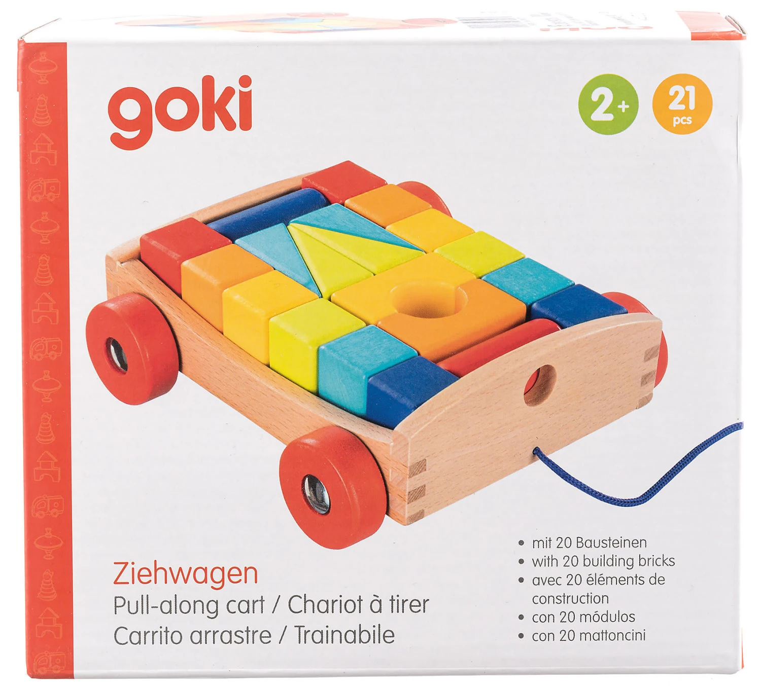 Goki Ziehwagen Mit 20 Bausteinen 2 Goki Ziehwagen Mit 20 Bausteinen – Bild 2