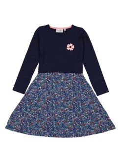 Kleid In Dunkelblau/ Bunt