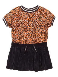 Kleid In Dunkelblau/ Orange