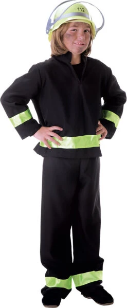 Kostüm Feuerwehrmann Schwarz, 2-tlg.