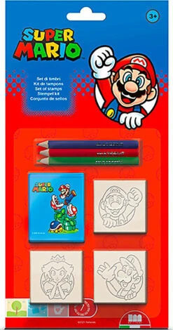 3er Stempel Set Super Mario Mit Bunten Stiften