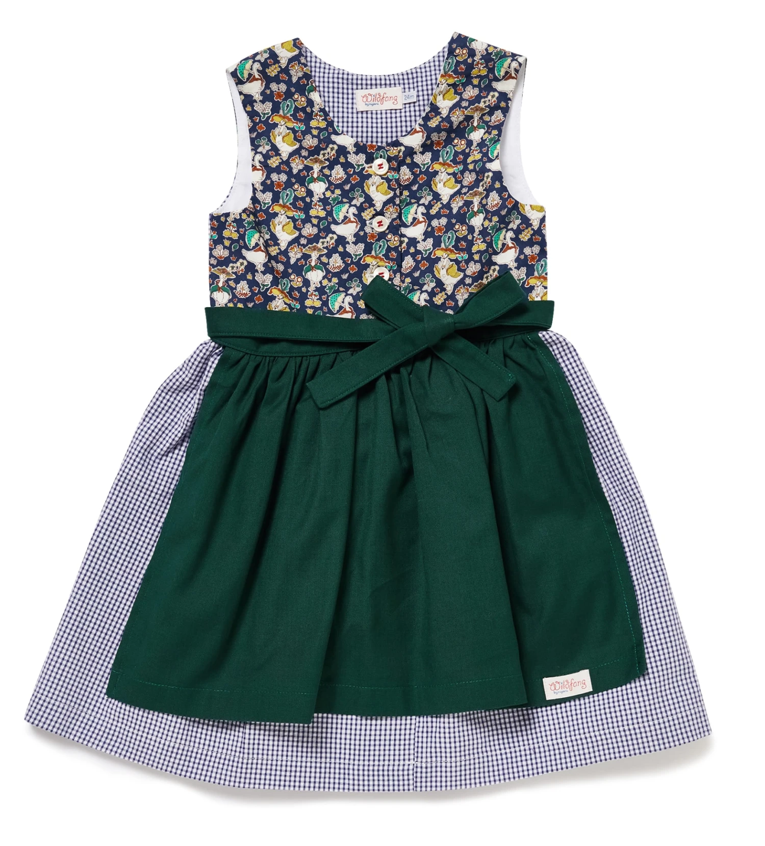 Kinderkleid "MY DIRNDL HEIDI" Mit Gänsemuster In Dunkelblau Kariert/Grün 1 Kinderkleid "MY DIRNDL HEIDI" Mit Gänsemuster In Dunkelblau Kariert/Grün
