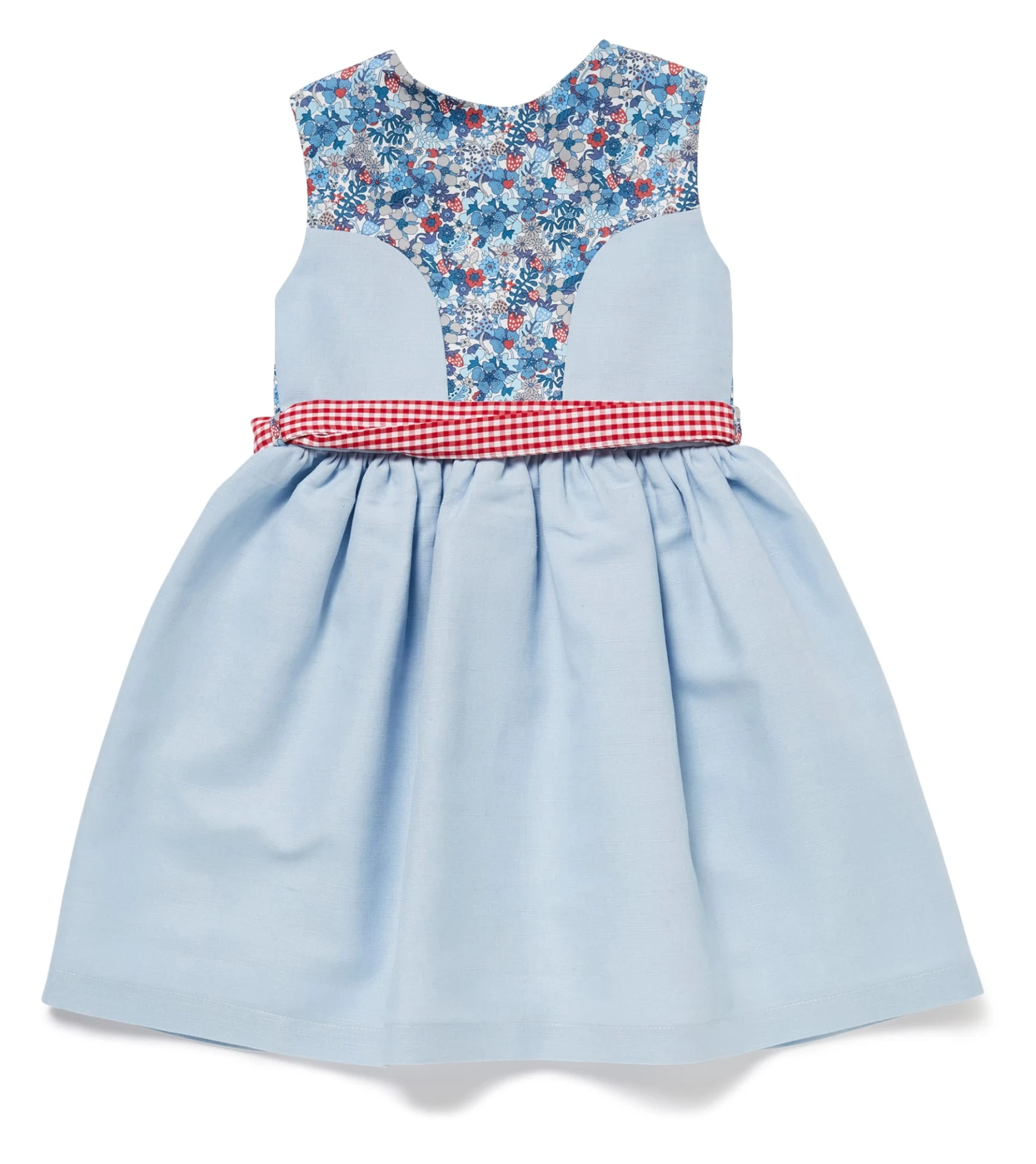 Kinderkleid "MY DIRNDL VERGISSMEINNICHT"mit Blumenmuster In Hellblau/Rot Kariert 2 Kinderkleid "MY DIRNDL VERGISSMEINNICHT"mit Blumenmuster In Hellblau/Rot Kariert – Bild 2