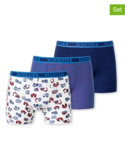 Schiesser 3er-Set: Boxershorts In Dunkelblau/ Weiß