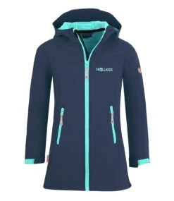 TROLLKIDS Mädchen Wasserabweisender Softshell Mantel "Lillesand" In Marineblau/Türkis